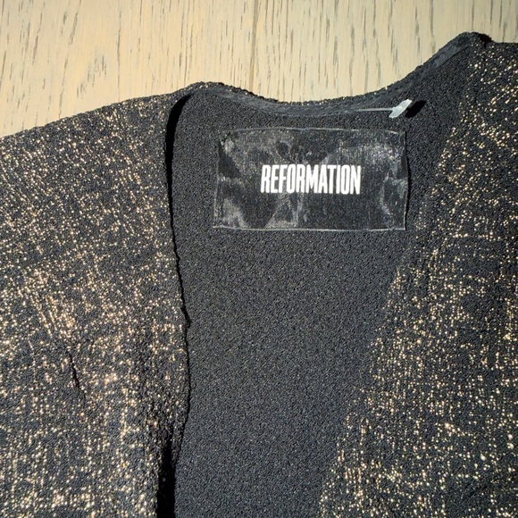 Reformation Gold & Black Wrap Mini Dress - Picture 7 of 8